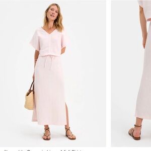 Mate the label pink linen skirt and crop top matching set